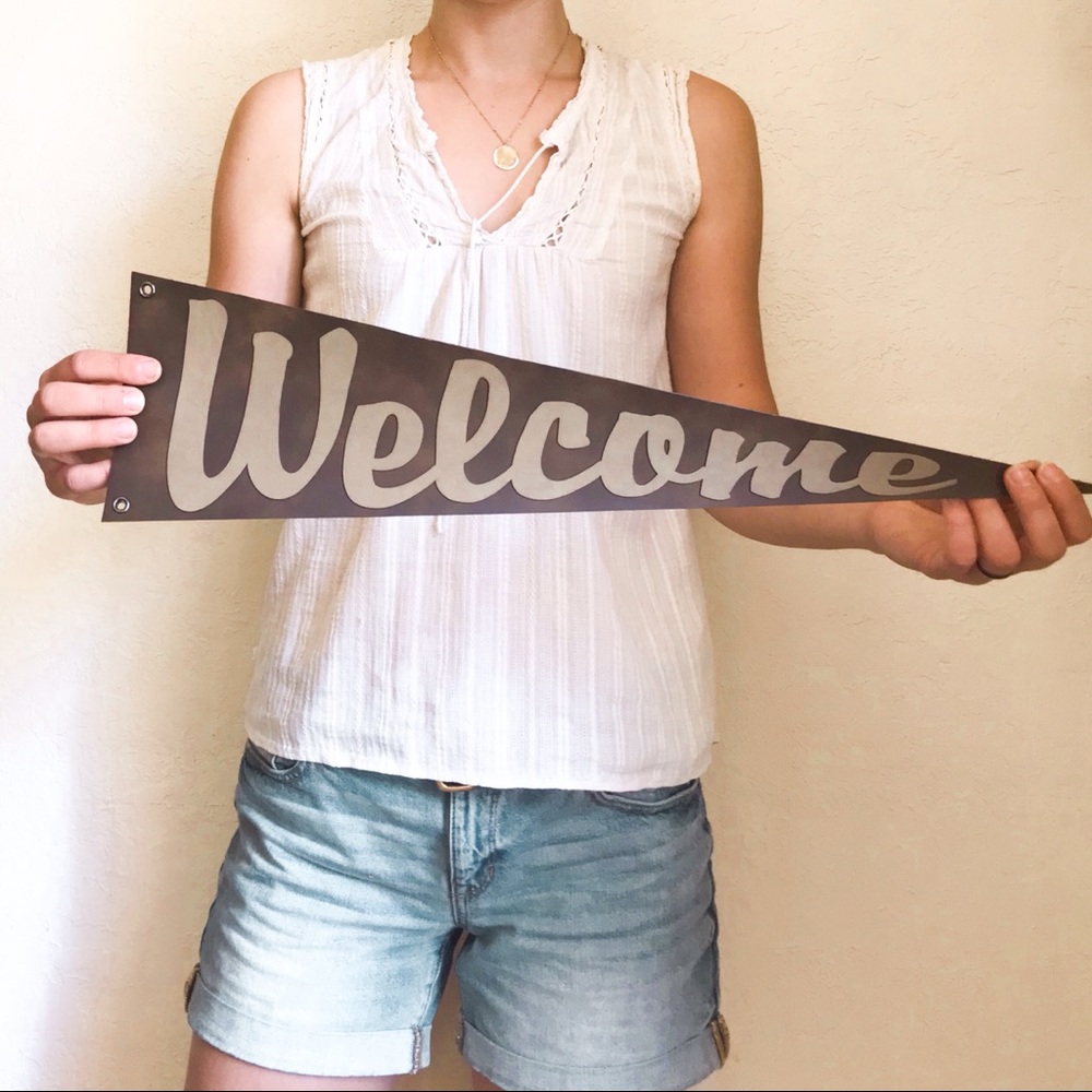 Welcome Pennant Flag Faux Leather